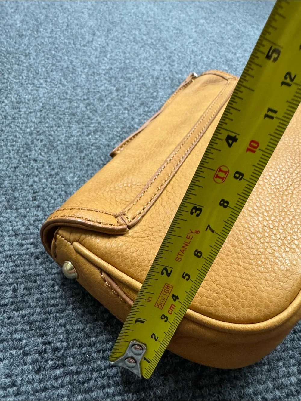 Michael Kors Tan Pebble Leather Wristlet Clutch Purse Horsebit Style Logo Clasp